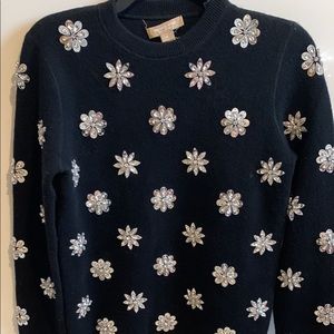 Michael kors collection sweater with crystal floral detail